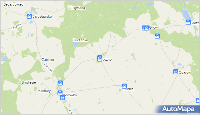 mapa Tuczno gmina Strzelce Krajeńskie, Tuczno gmina Strzelce Krajeńskie na mapie Targeo