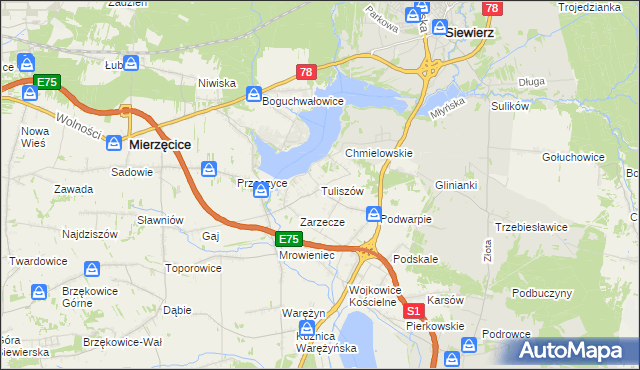 mapa Tuliszów, Tuliszów na mapie Targeo