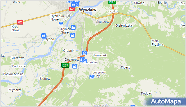 mapa Tumanek, Tumanek na mapie Targeo