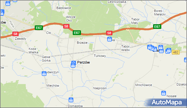 mapa Turkowy, Turkowy na mapie Targeo