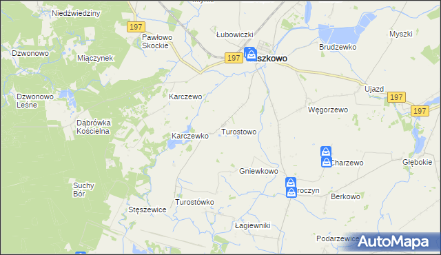 mapa Turostowo, Turostowo na mapie Targeo