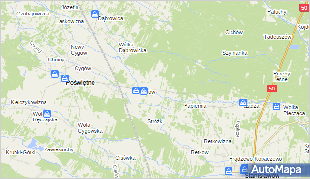 mapa Turze gmina Poświętne, Turze gmina Poświętne na mapie Targeo