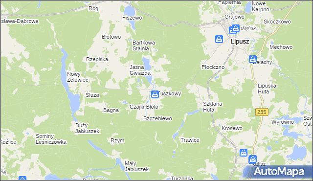 mapa Tuszkowy, Tuszkowy na mapie Targeo
