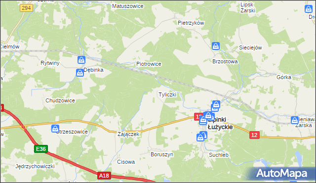 mapa Tyliczki, Tyliczki na mapie Targeo