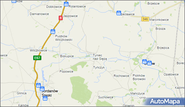 mapa Tyniec nad Ślęzą, Tyniec nad Ślęzą na mapie Targeo