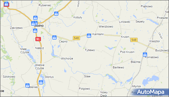 mapa Tytlewo, Tytlewo na mapie Targeo