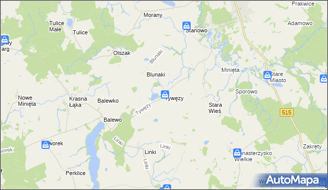 mapa Tywęzy, Tywęzy na mapie Targeo