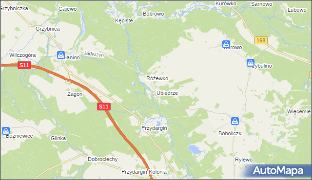 mapa Ubiedrze, Ubiedrze na mapie Targeo