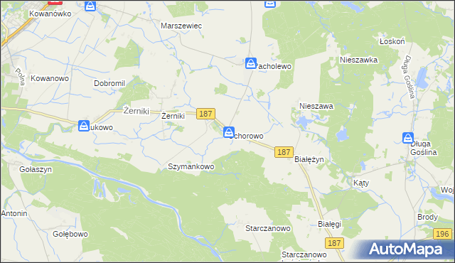 mapa Uchorowo, Uchorowo na mapie Targeo