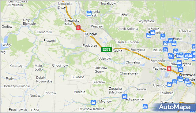 mapa Udziców, Udziców na mapie Targeo