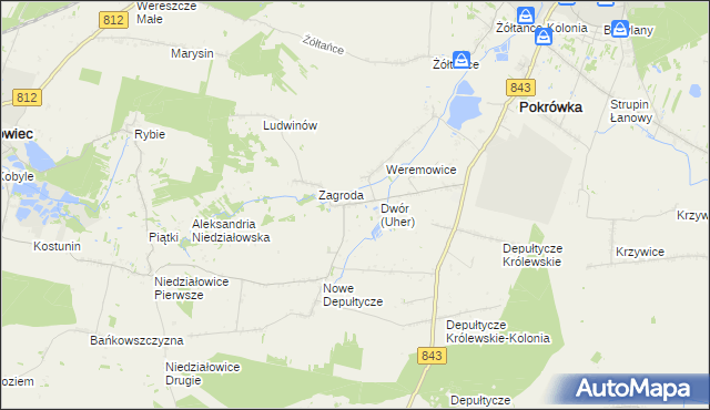 mapa Uher, Uher na mapie Targeo
