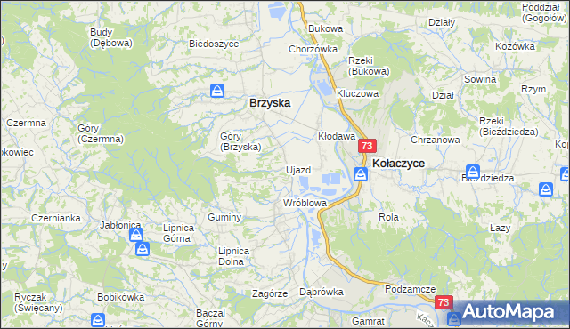 mapa Ujazd gmina Brzyska, Ujazd gmina Brzyska na mapie Targeo