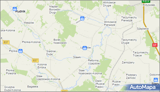 mapa Ujazdów gmina Nielisz, Ujazdów gmina Nielisz na mapie Targeo