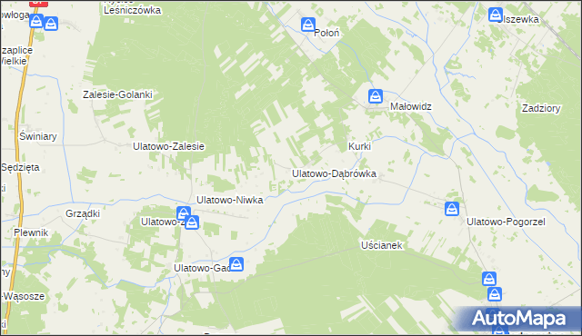 mapa Ulatowo-Dąbrówka, Ulatowo-Dąbrówka na mapie Targeo