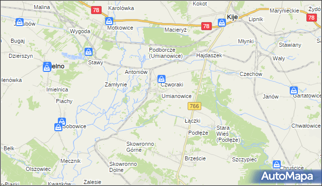 mapa Umianowice, Umianowice na mapie Targeo