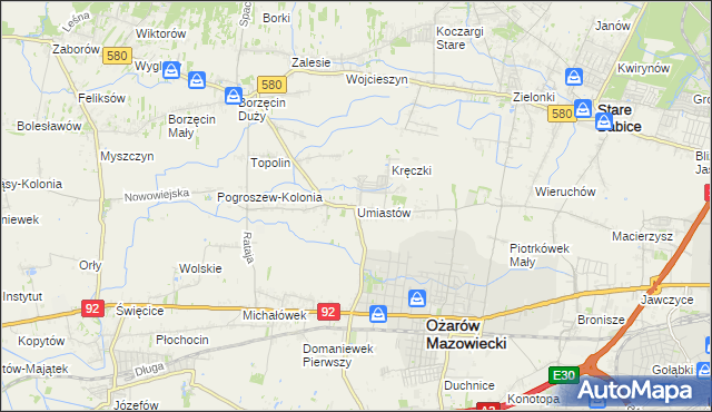 mapa Umiastów, Umiastów na mapie Targeo
