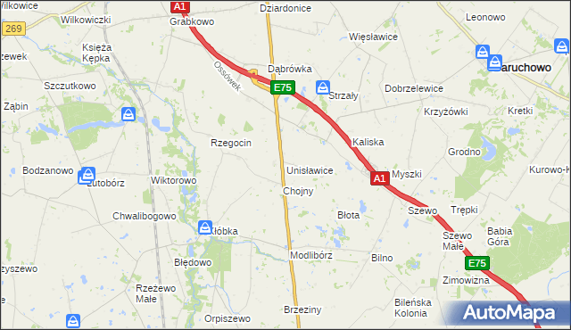 mapa Unisławice, Unisławice na mapie Targeo