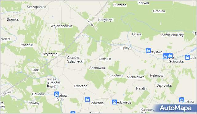 mapa Urszulin gmina Nowodwór, Urszulin gmina Nowodwór na mapie Targeo