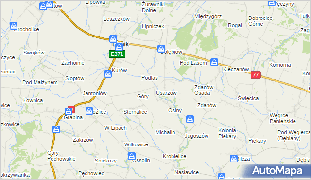 mapa Usarzów, Usarzów na mapie Targeo
