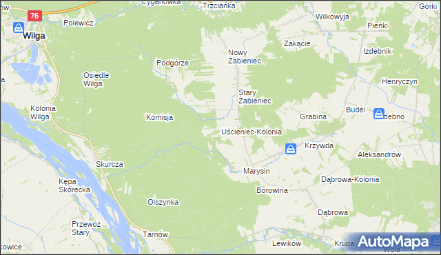 mapa Uścieniec-Kolonia, Uścieniec-Kolonia na mapie Targeo