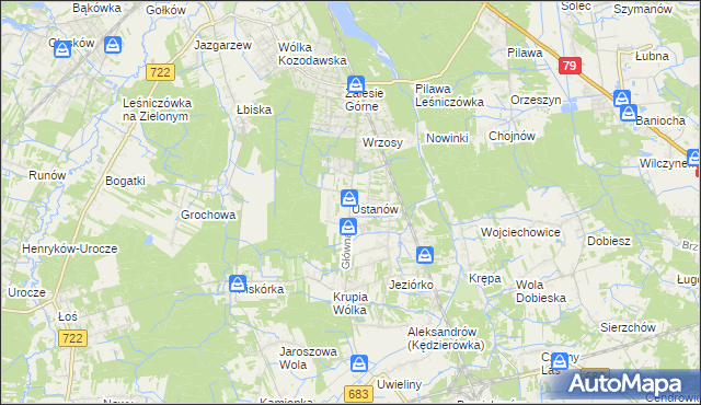 mapa Ustanów, Ustanów na mapie Targeo