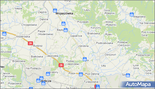 mapa Ustrobna, Ustrobna na mapie Targeo