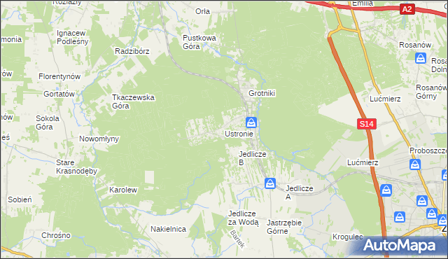 mapa Ustronie gmina Zgierz, Ustronie gmina Zgierz na mapie Targeo