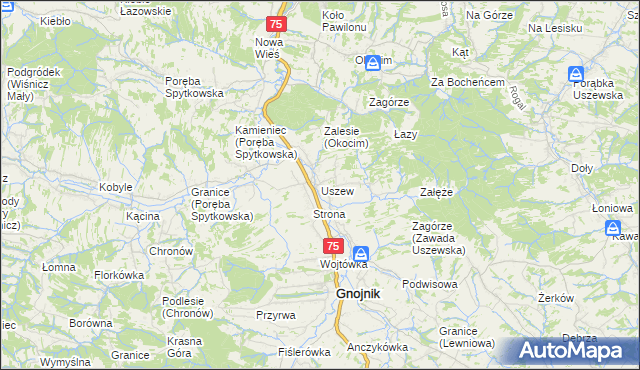 mapa Uszew, Uszew na mapie Targeo