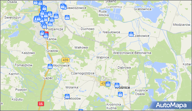 mapa Wąbnice, Wąbnice na mapie Targeo