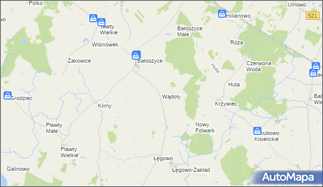 mapa Wądoły gmina Susz, Wądoły gmina Susz na mapie Targeo