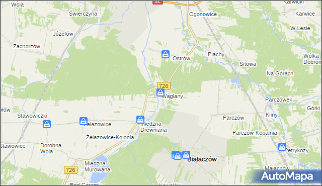 mapa Wąglany, Wąglany na mapie Targeo