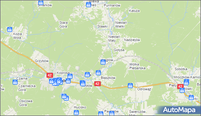 mapa Wąglów, Wąglów na mapie Targeo