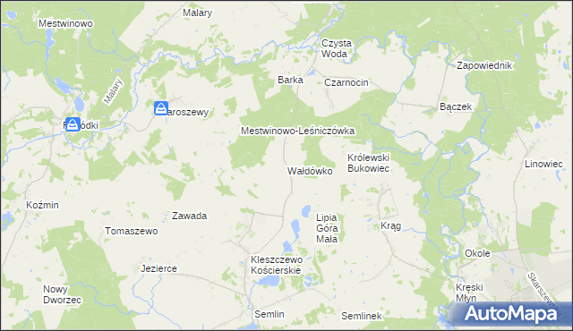 mapa Wałdówko gmina Zblewo, Wałdówko gmina Zblewo na mapie Targeo