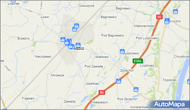 mapa Wałdowo gmina Pruszcz, Wałdowo gmina Pruszcz na mapie Targeo