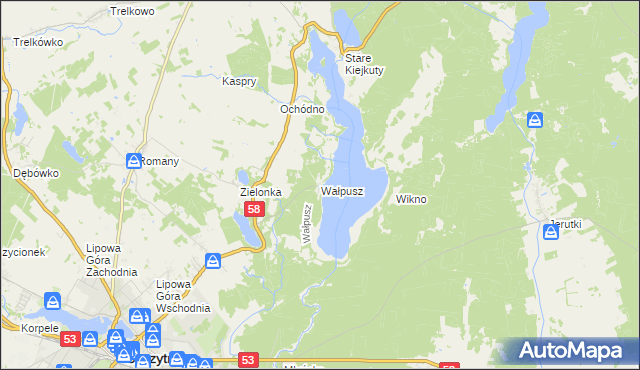 mapa Wałpusz, Wałpusz na mapie Targeo