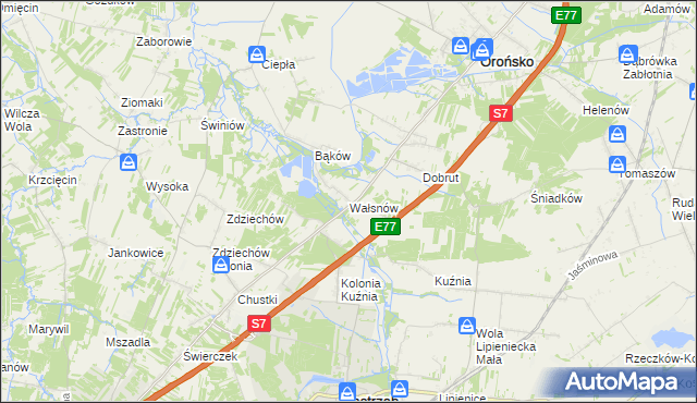 mapa Wałsnów, Wałsnów na mapie Targeo