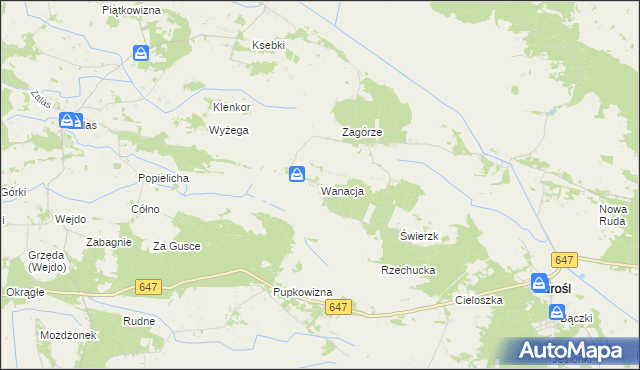 mapa Wanacja, Wanacja na mapie Targeo