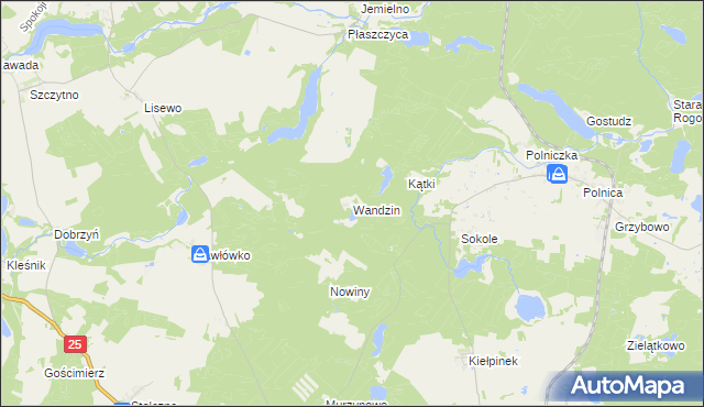 mapa Wandzin gmina Przechlewo, Wandzin gmina Przechlewo na mapie Targeo