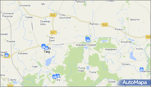 mapa Waplewo-Osiedle, Waplewo-Osiedle na mapie Targeo