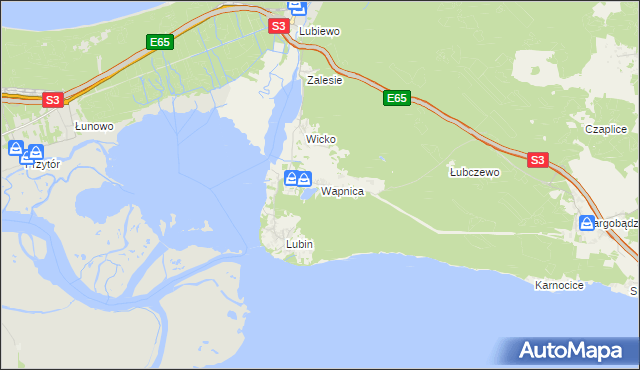 mapa Wapnica gmina Międzyzdroje, Wapnica gmina Międzyzdroje na mapie Targeo