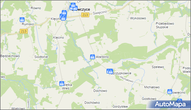 mapa Warblino, Warblino na mapie Targeo