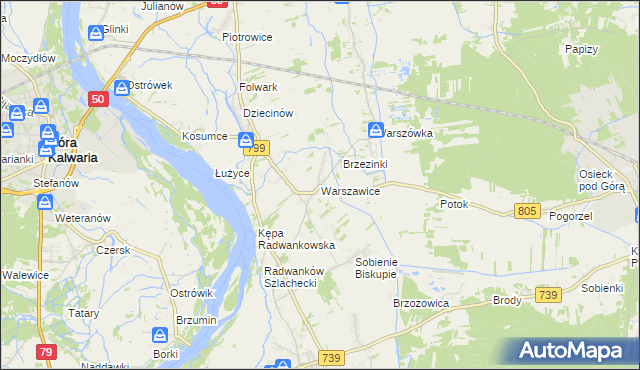 mapa Warszawice, Warszawice na mapie Targeo