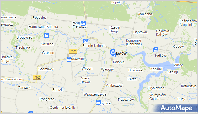 mapa Warszówek, Warszówek na mapie Targeo