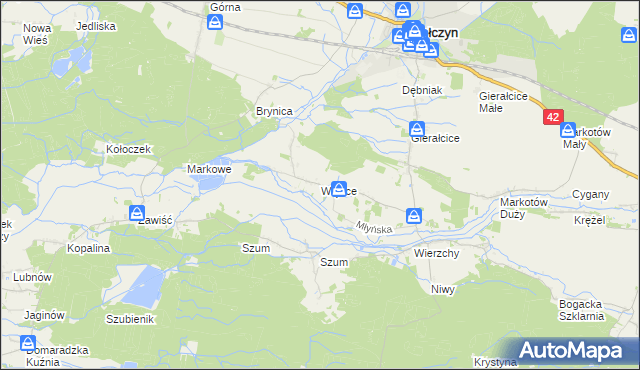 mapa Wąsice, Wąsice na mapie Targeo