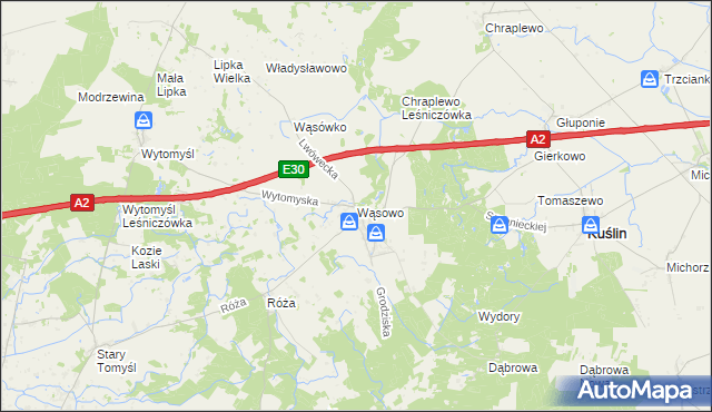 mapa Wąsowo, Wąsowo na mapie Targeo
