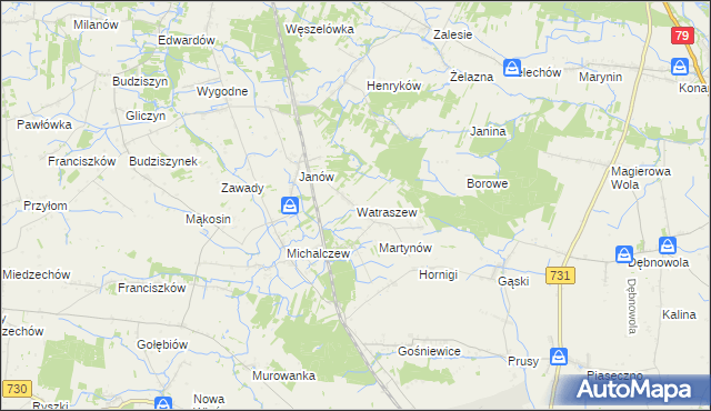 mapa Watraszew, Watraszew na mapie Targeo