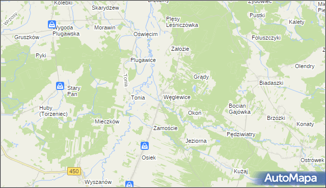 mapa Węglewice gmina Galewice, Węglewice gmina Galewice na mapie Targeo