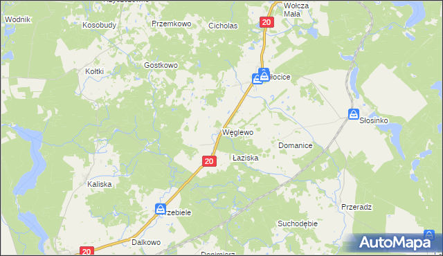 mapa Węglewo gmina Miastko, Węglewo gmina Miastko na mapie Targeo