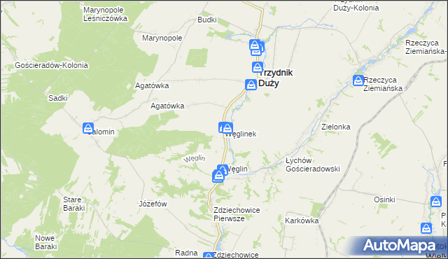 mapa Węglinek gmina Trzydnik Duży, Węglinek gmina Trzydnik Duży na mapie Targeo