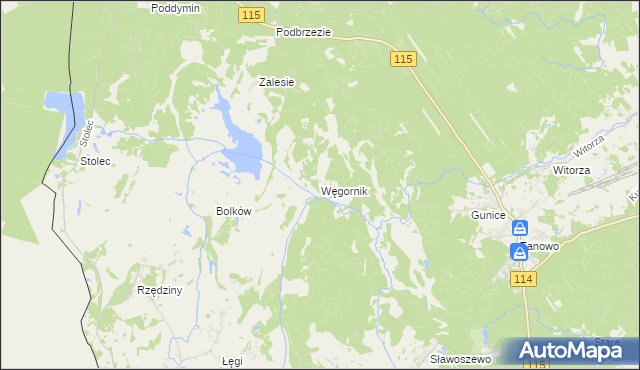 mapa Węgornik, Węgornik na mapie Targeo